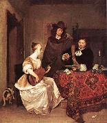 TERBORCH, Gerard A Young Woman Playing a Theorbo to Two Men oil